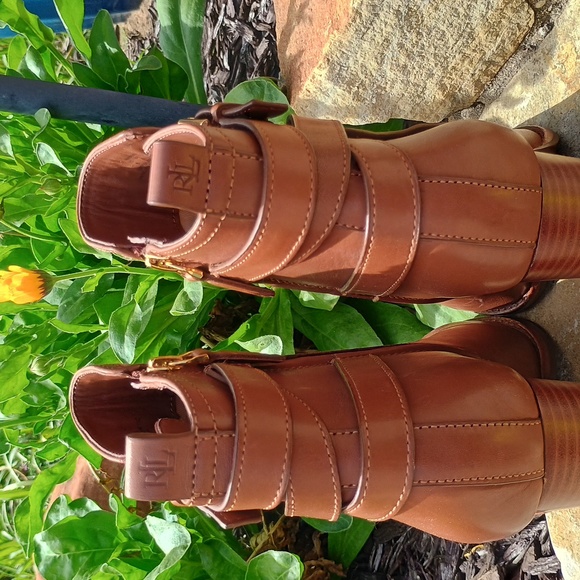 Lauren Ralph Lauren Madisyn Brown Leather Ankle Boots Women's Size 8 - Picture 7 of 9